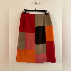 Vintage Patchwork Faux Suede Skirt